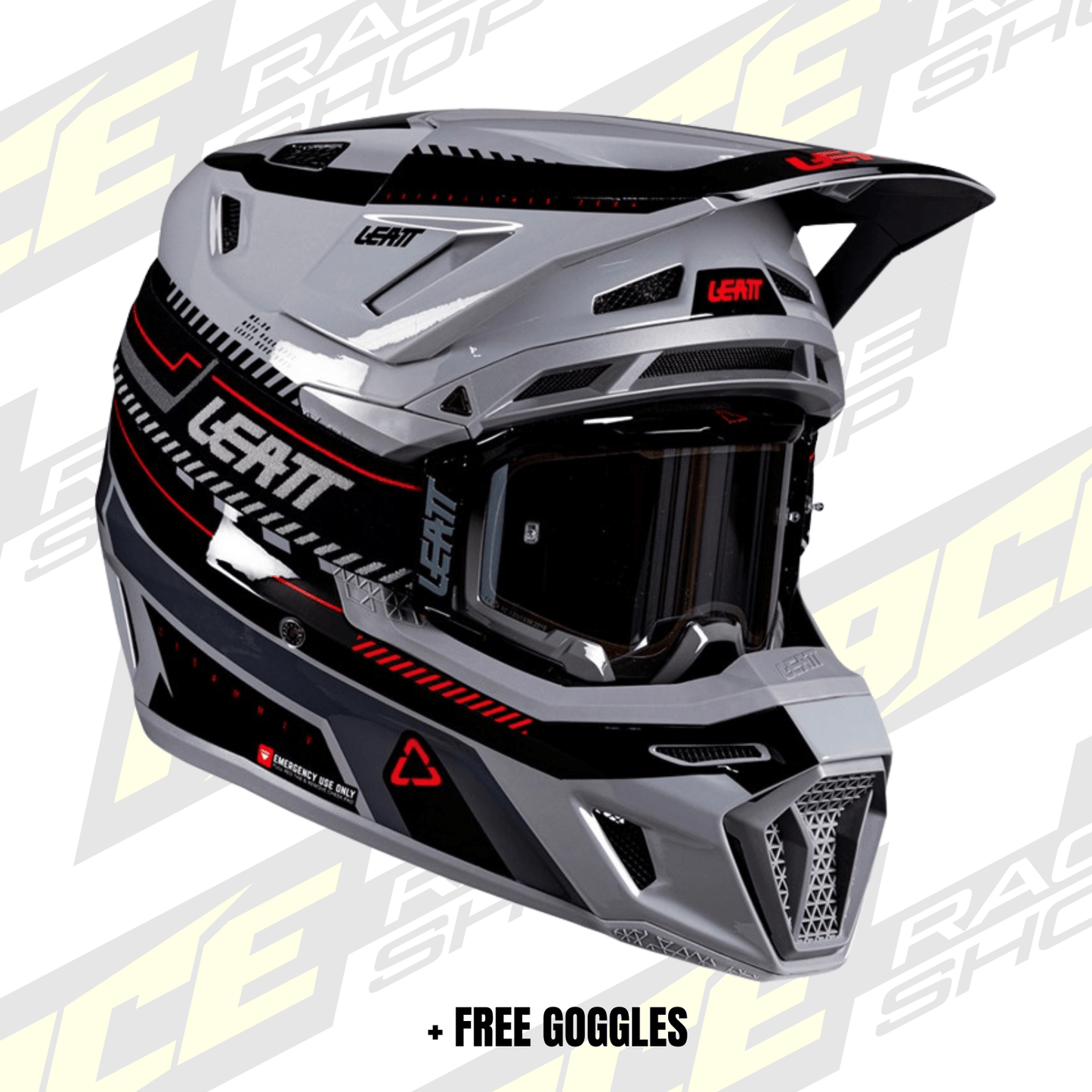 LEATT 2026 HELMET MOTO 8.5 V26 GREY + FREE GOGGLES - ACE Race Shop