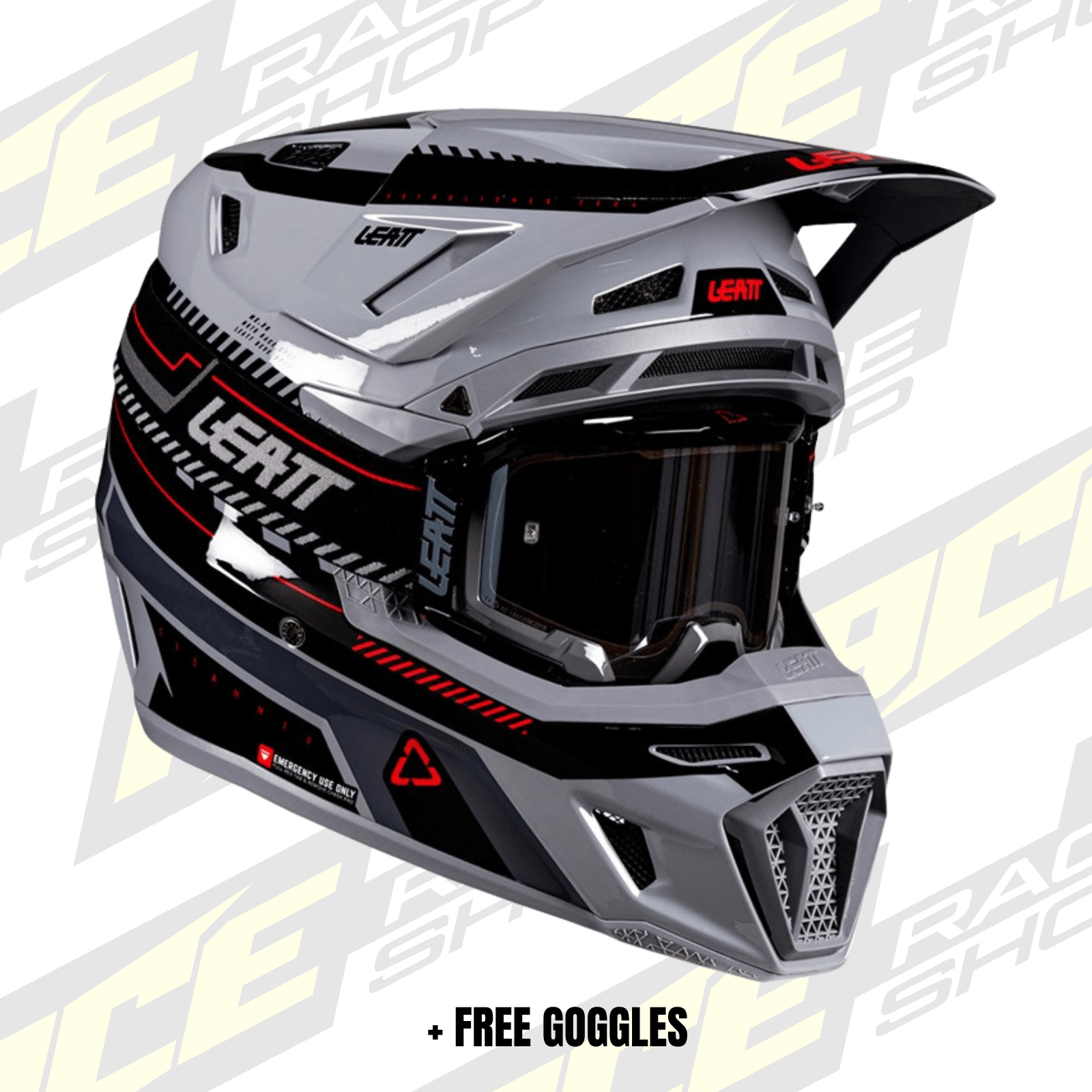 LEATT 2026 HELMET MOTO 8.5 V26 GREY + FREE GOGGLES - ACE Race Shop