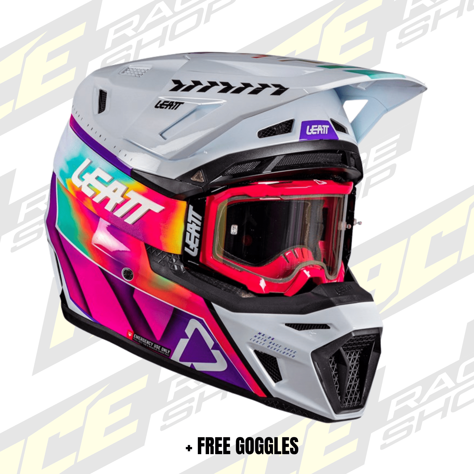 LEATT 2026 HELMET MOTO 8.5 V26 PINATA TEAL+ FREE GOGGLES - ACE Race Shop