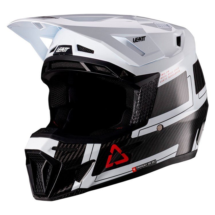 LEATT 2026 HELMET MOTO 9.5 V26 CARBON/WHITE + FREE GOGGLES - ACE Race Shop