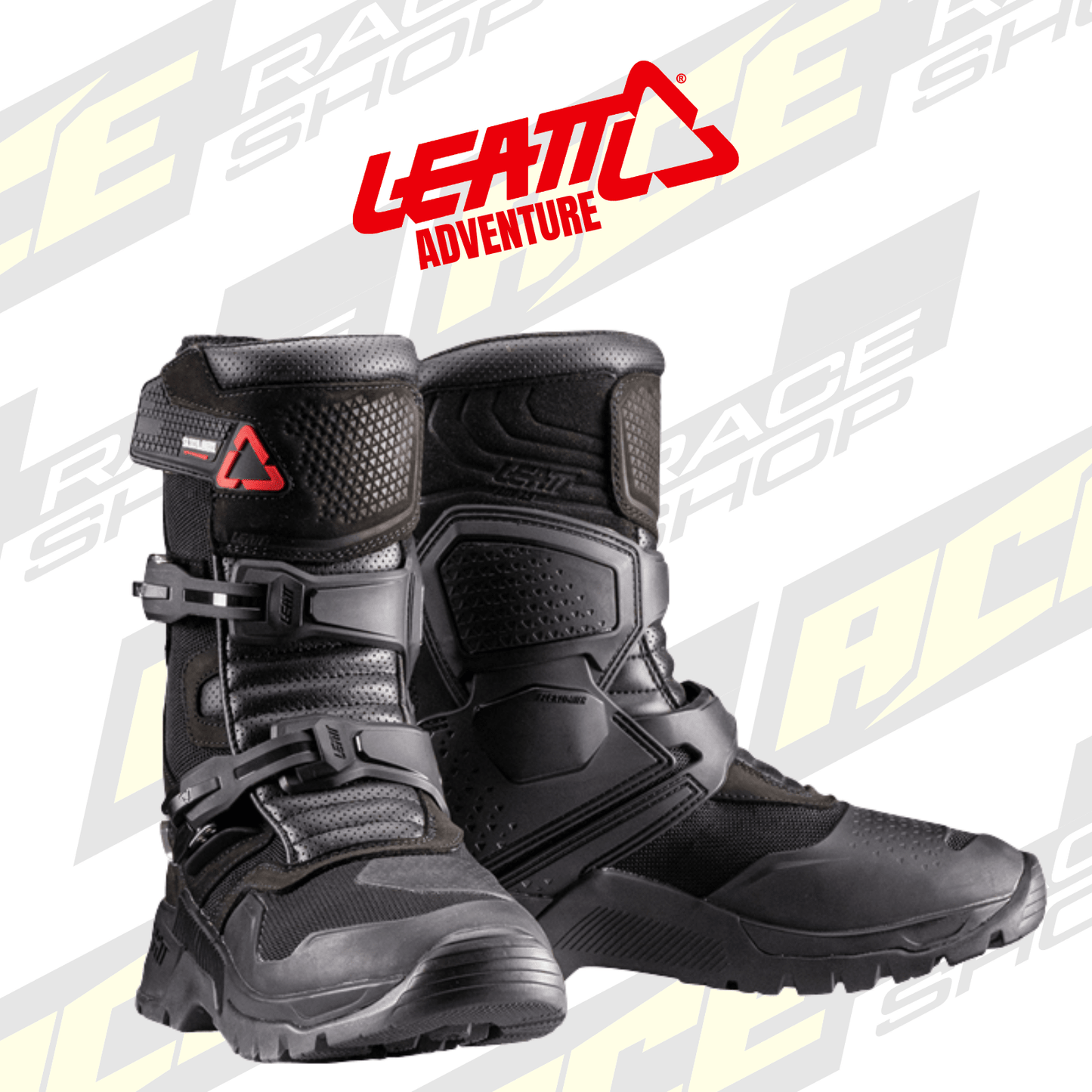 LEATT ADVENTURE BOOT 7.5 X-FLOW SHORT BLACK / GREEN LANE TRAIL RIDING - ACE Race Shop