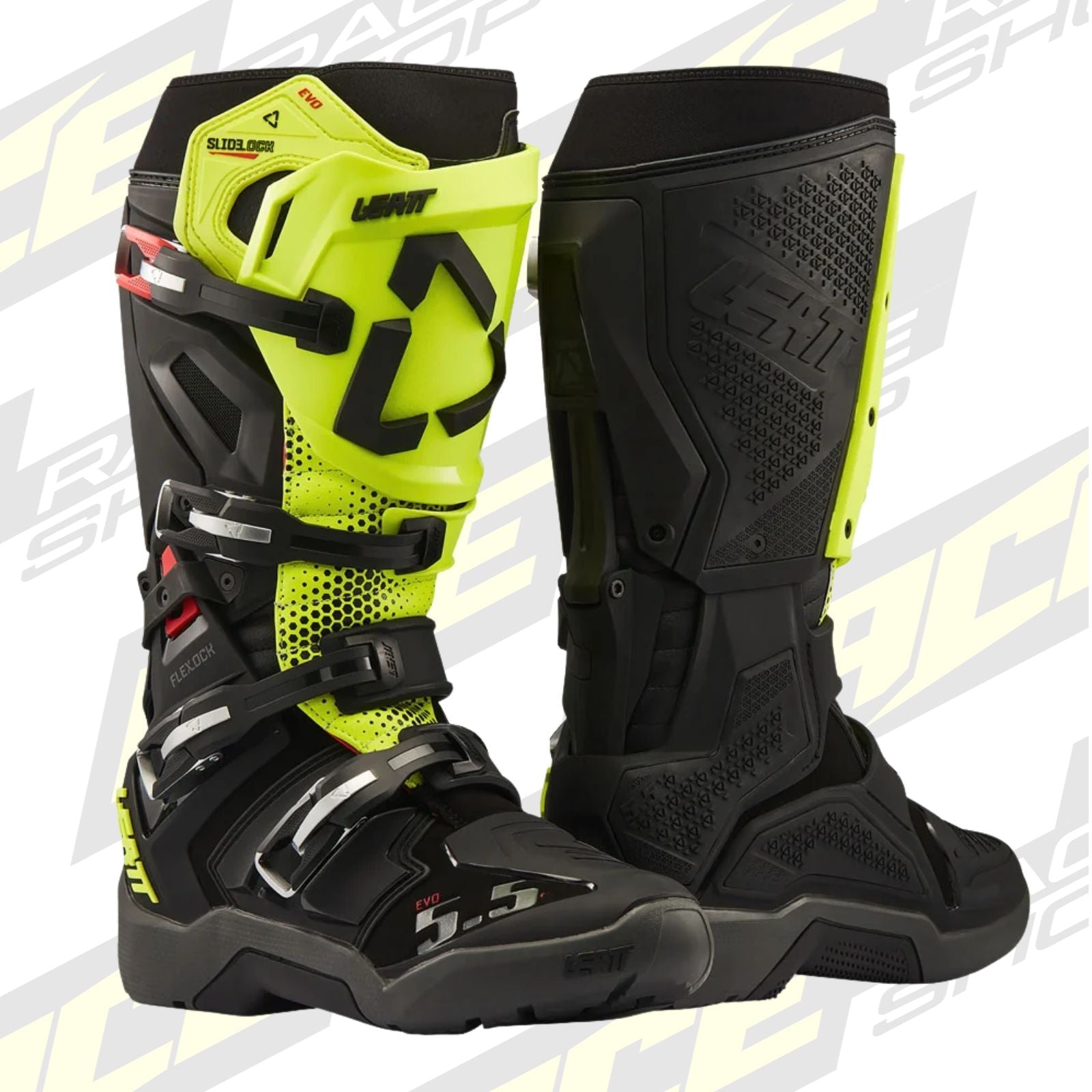 LEATT BOOT MOTO 5.5 FLEXLOCK ENDURO EVO - BLACK/NEON YELLOW - ACE Race Shop