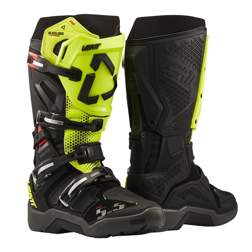 LEATT BOOT MOTO 5.5 FLEXLOCK ENDURO EVO - BLACK/NEON YELLOW - ACE Race Shop