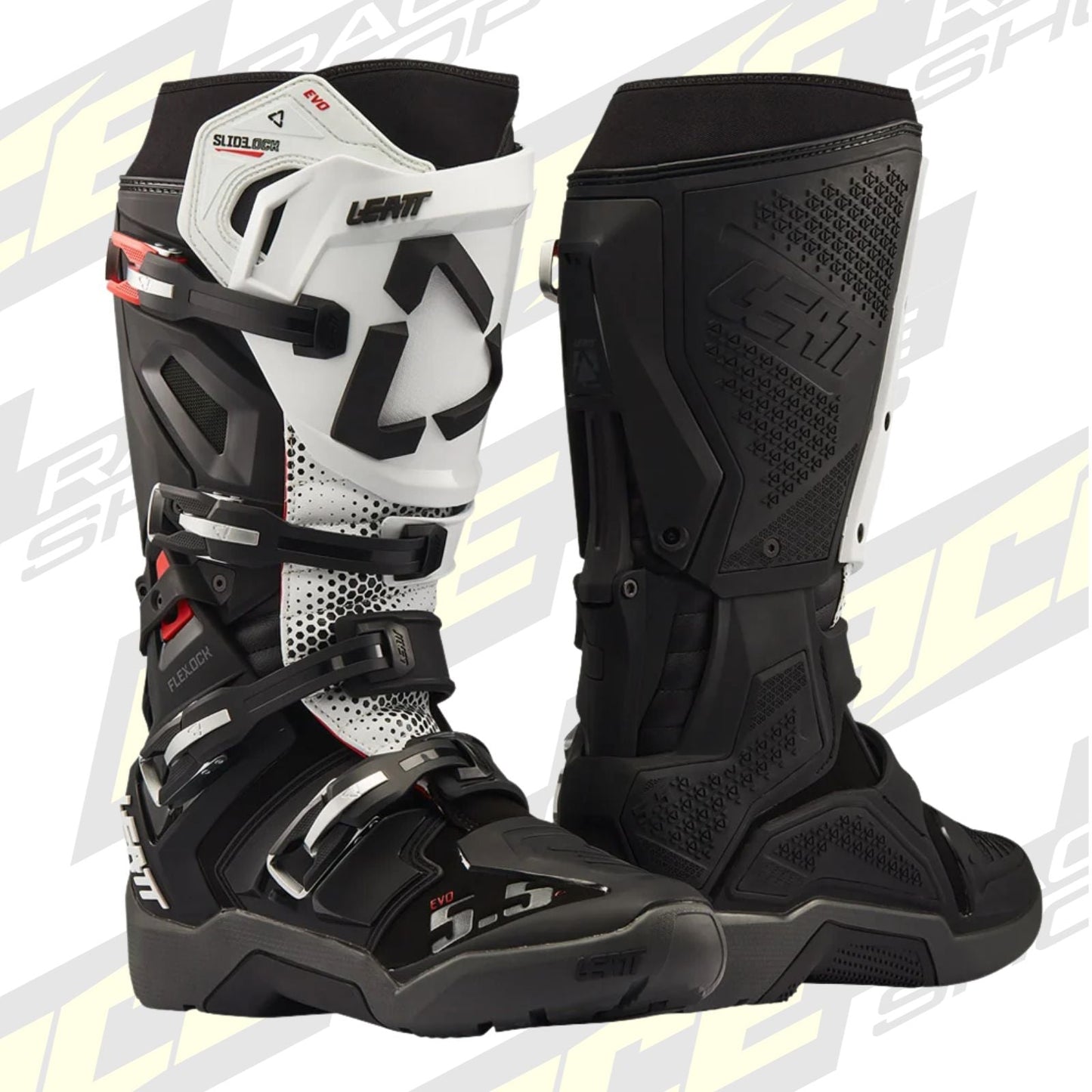 LEATT BOOT MOTO 5.5 FLEXLOCK ENDURO EVO - BLACK/WHITE - ACE Race Shop