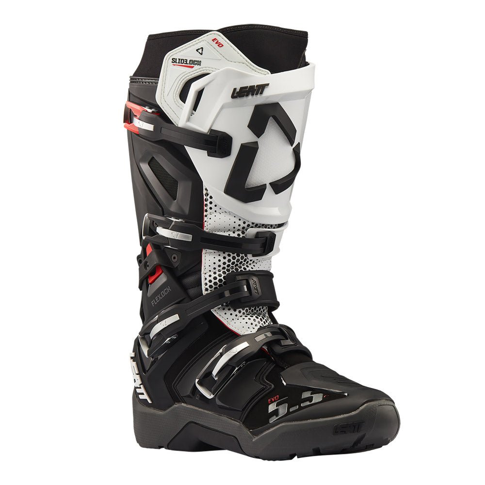 LEATT BOOT MOTO 5.5 FLEXLOCK ENDURO EVO - BLACK/WHITE - ACE Race Shop
