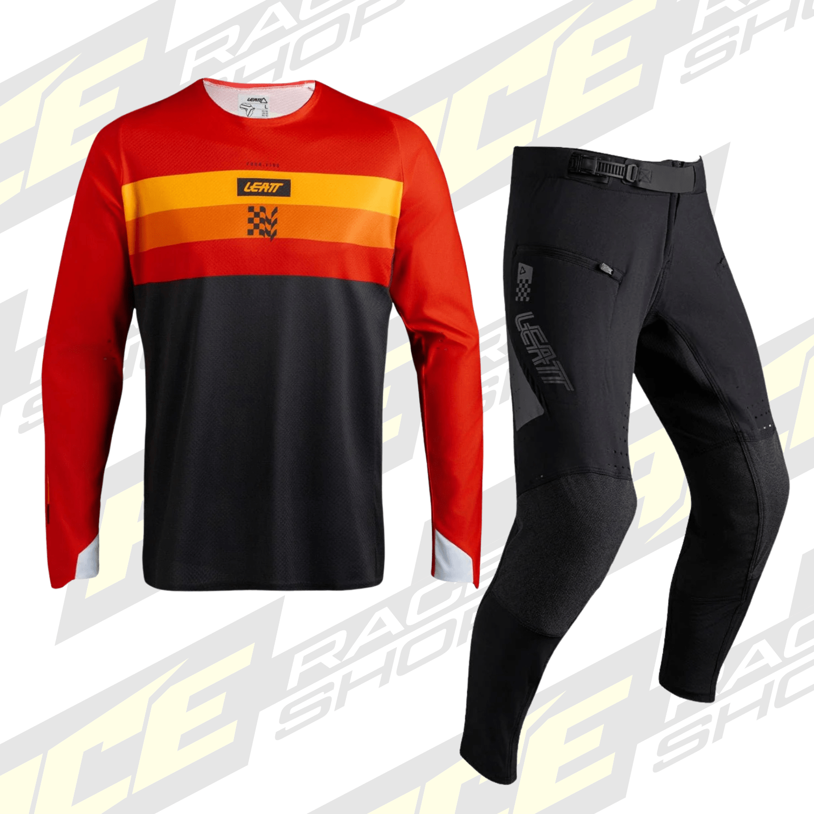LEATT ENDURO 4.5 SHIRT & PANT KIT COMBO BLACK/RED - ACE Race Shop