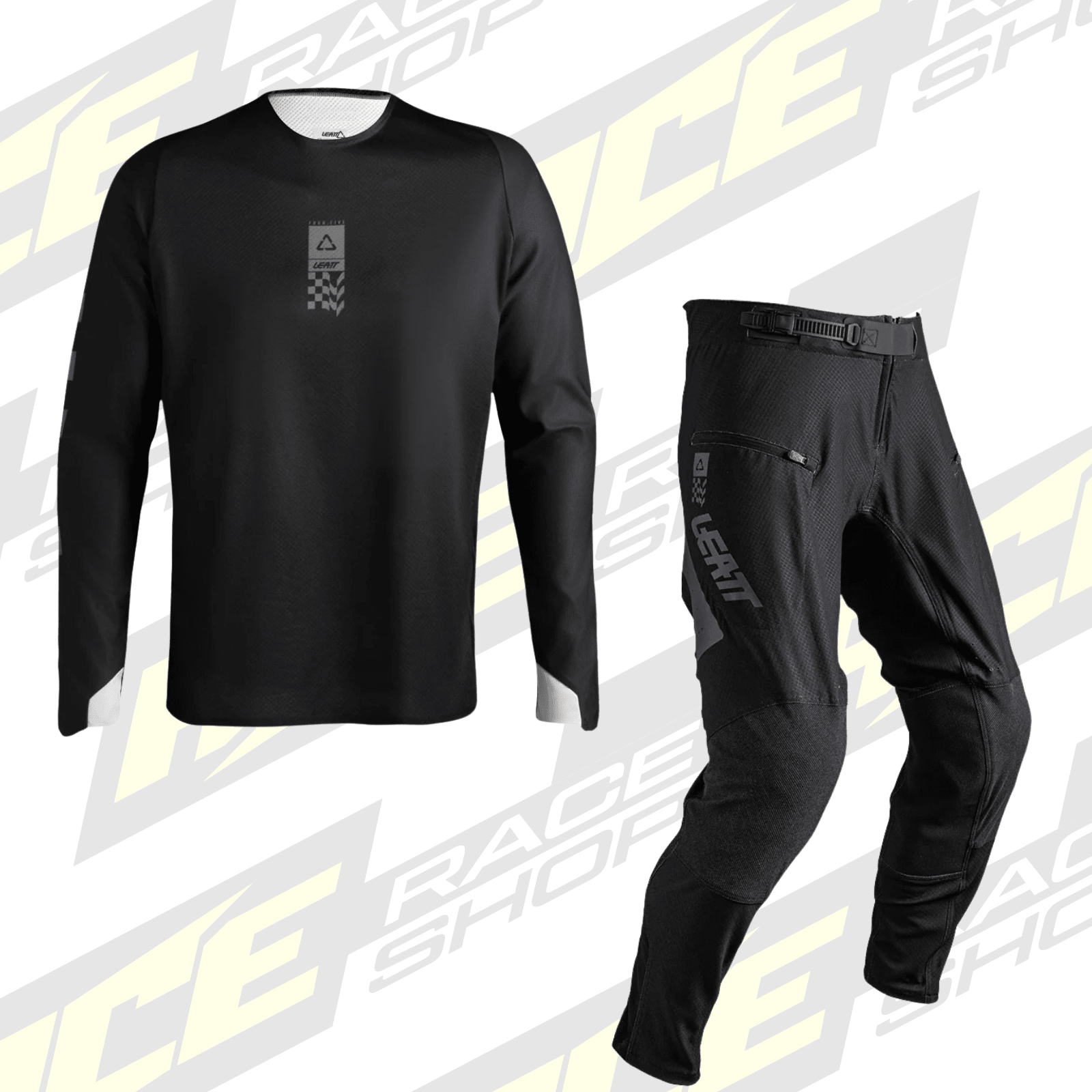 LEATT ENDURO MOTO 4.5 SHIRT & PANT KIT COMBO SPEED BLACK - ACE Race Shop