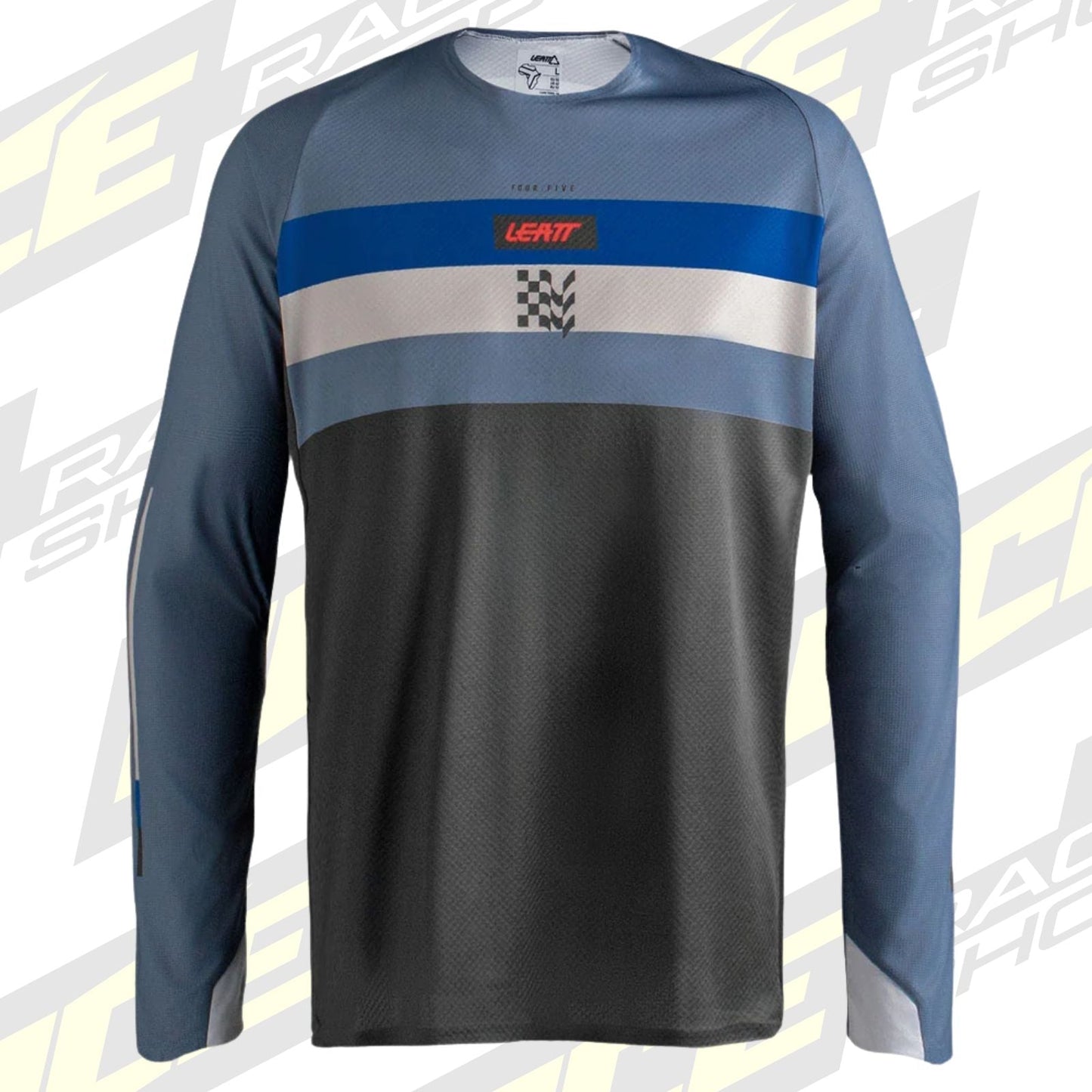 LEATT ENDURO SHIRT JERSEY TOP MOTO 4.5 ENDURO STRIPE - OCEAN GREY - ACE Race Shop