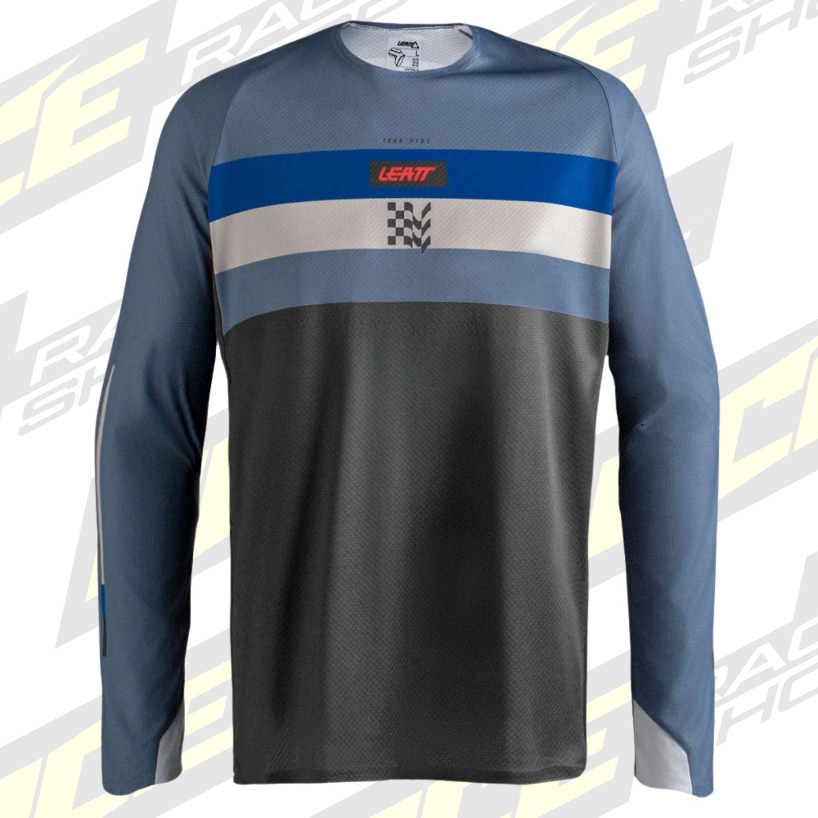 LEATT ENDURO SHIRT JERSEY TOP MOTO 4.5 ENDURO STRIPE - OCEAN GREY - ACE Race Shop