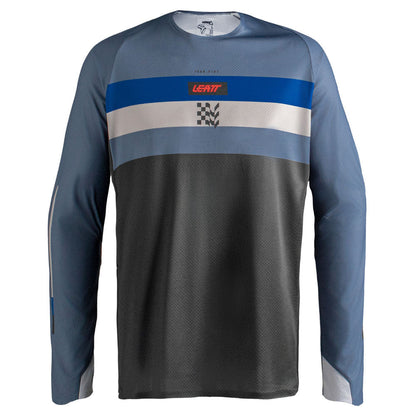 LEATT ENDURO SHIRT JERSEY TOP MOTO 4.5 ENDURO STRIPE - OCEAN GREY - ACE Race Shop
