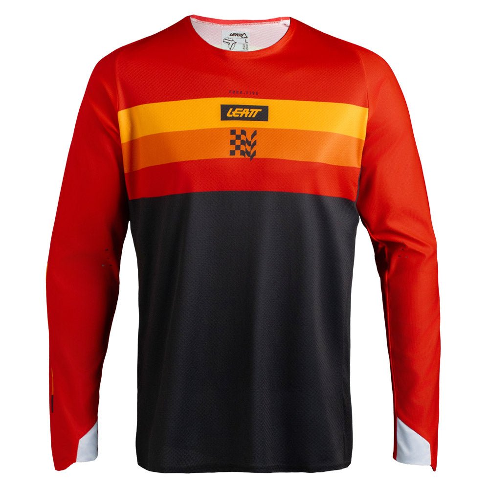 LEATT ENDURO SHIRT JERSEY TOP MOTO 4.5 ENDURO - STRIPE RED ORANGE - ACE Race Shop