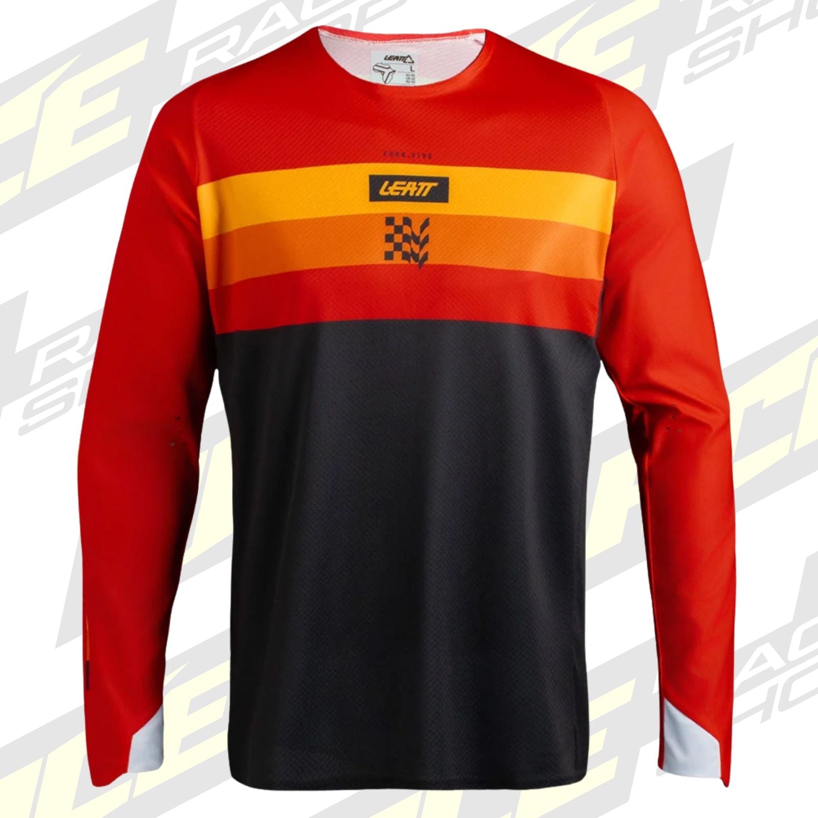 LEATT ENDURO SHIRT JERSEY TOP MOTO 4.5 ENDURO - STRIPE RED ORANGE - ACE Race Shop