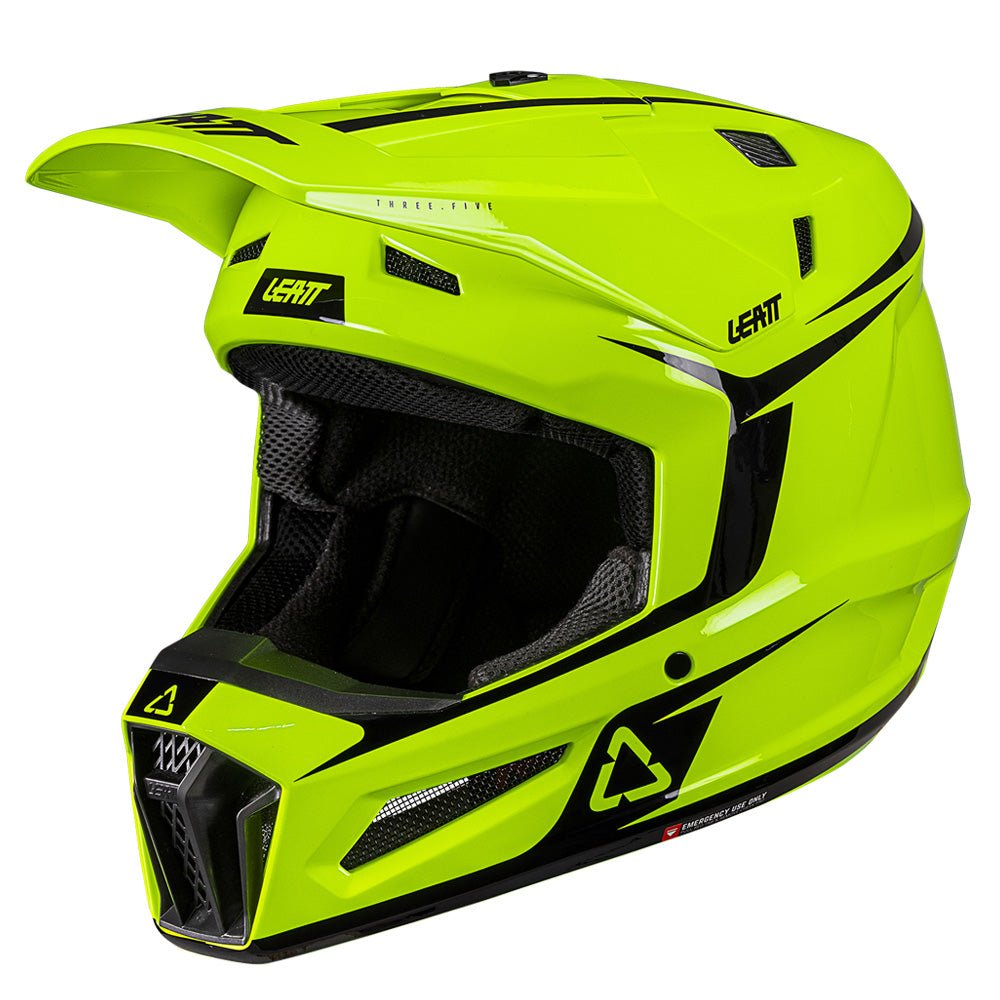 LEATT MOTOCROSS ENDURO MX HELMET MOTO 3.5 - NEON YELLOW INCLUDES 3.5 GOGGLE - ACE Race Shop