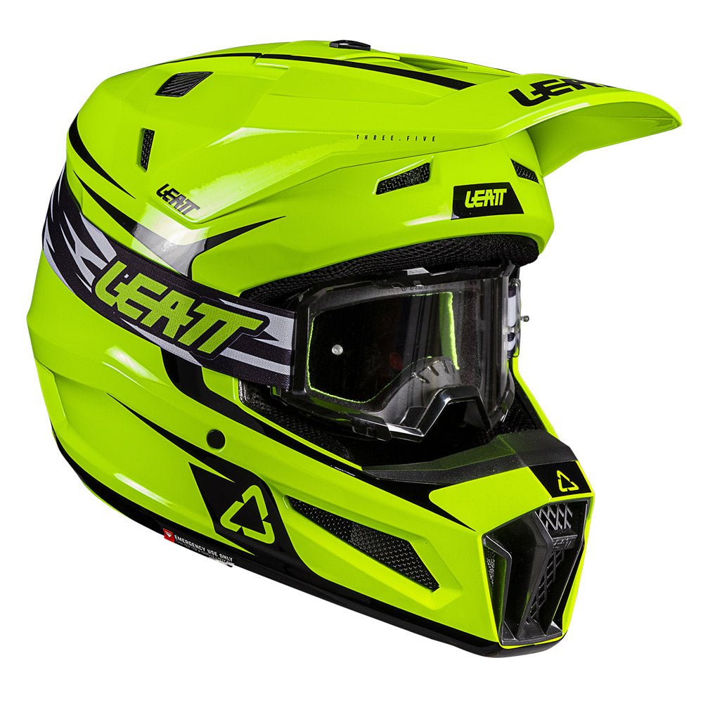LEATT MOTOCROSS ENDURO MX HELMET MOTO 3.5 - NEON YELLOW INCLUDES 3.5 GOGGLE - ACE Race Shop