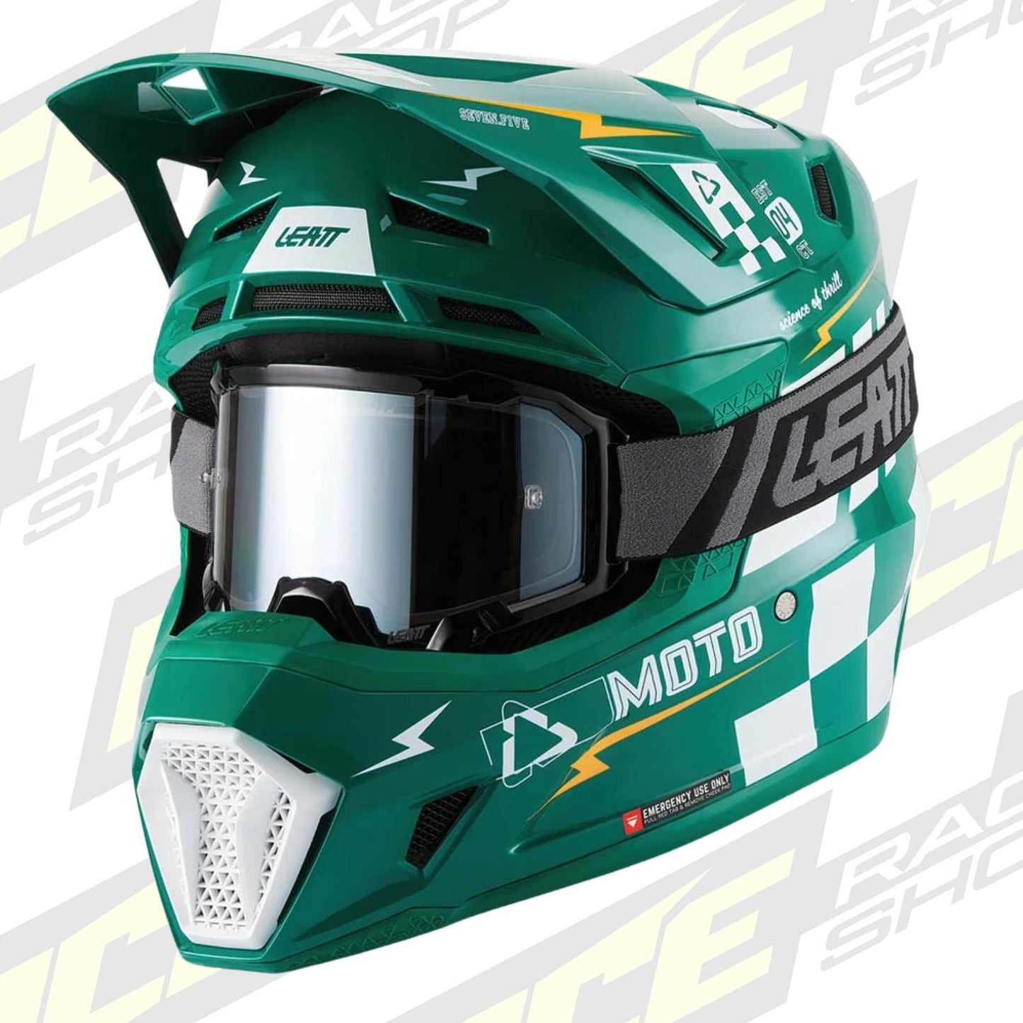 LEATT MOTOCROSS ENDURO MX HELMET MOTO 7.5 - JADE GREEN WHITE - ACE Race Shop