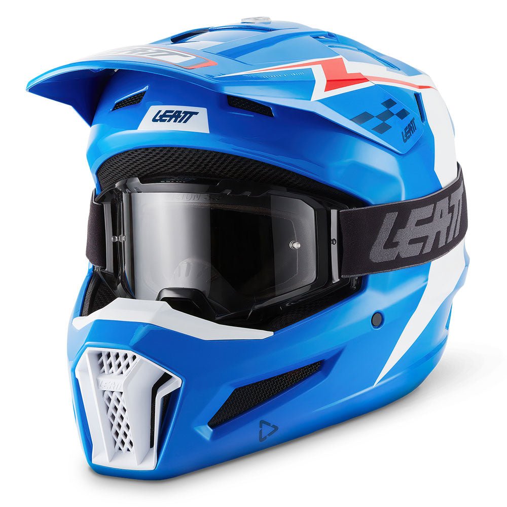 LEATT MOTOCROSS ENDURO MX OFFROAD HELMET MOTO 3.5 - BLUE WHITE - ACE Race Shop