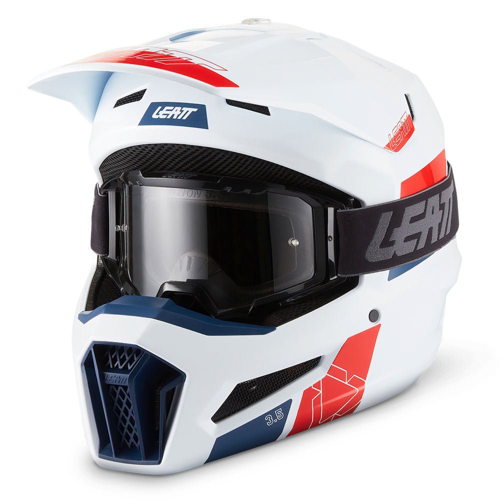 LEATT MOTOCROSS ENDURO MX OFFROAD HELMET MOTO 3.5 - WHITE RED - ACE Race Shop