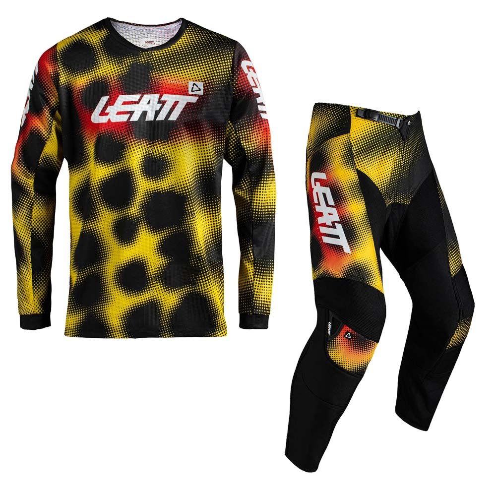 LEATT MOTOCROSS ENDURO MX PANT AND SHIRT COMBO KIT MOTO 3.5 - LEOPARD YELLOW - ACE Race Shop