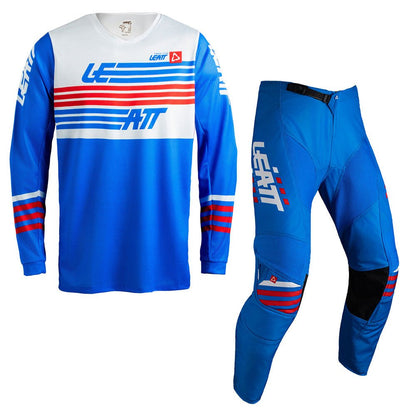 LEATT MOTOCROSS ENDURO MX PANT AND SHIRT KIT COMBO 3.5 - STRIPES BLUE WHITE - ACE Race Shop