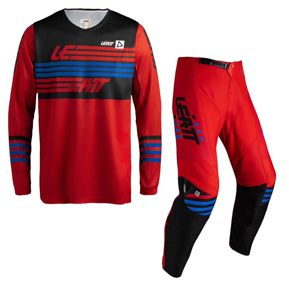 LEATT MOTOCROSS ENDURO MX PANT AND SHIRT KIT MOTO 3.5 STRIPES - RED BLACK - ACE Race Shop