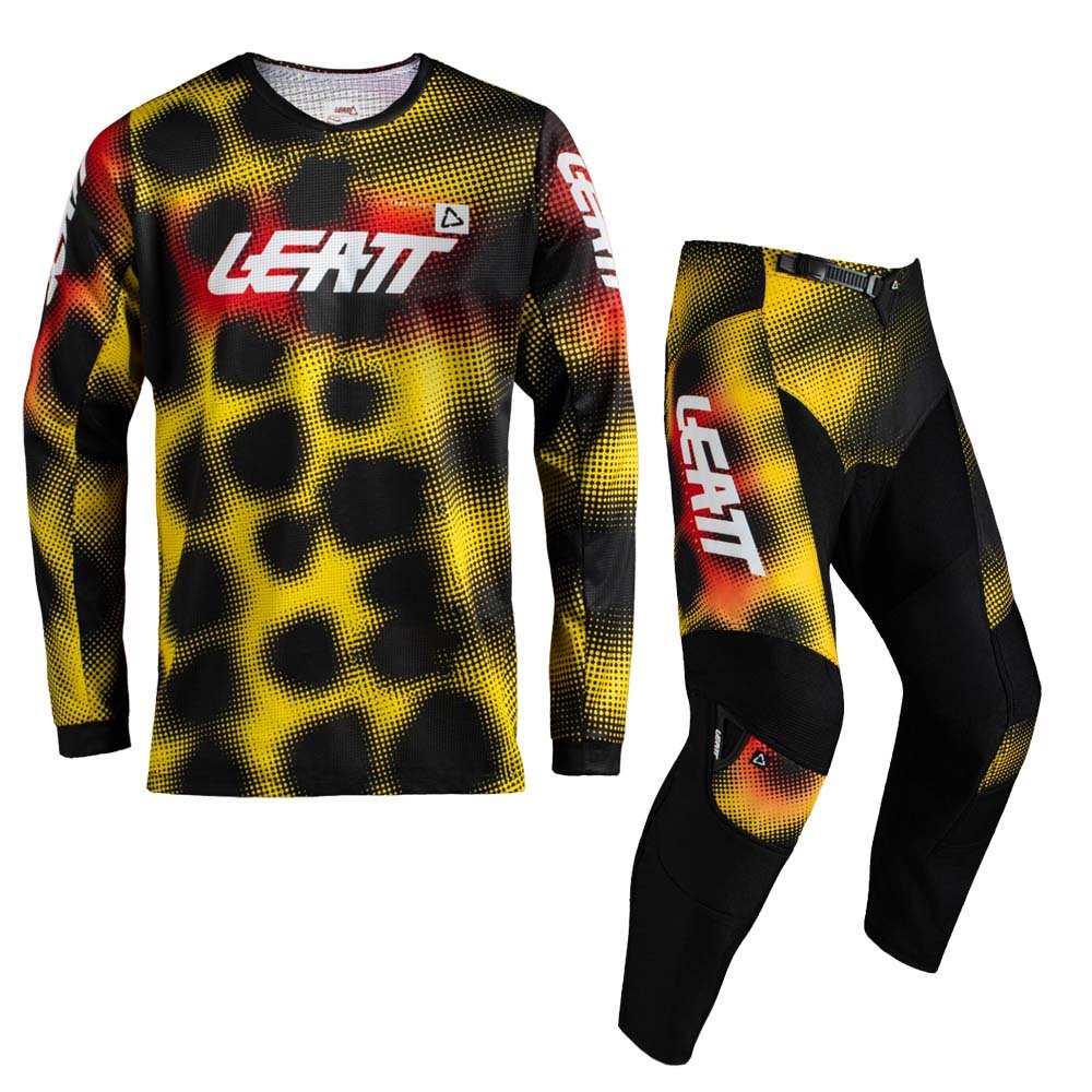 LEATT MOTOCROSS ENDURO YOUTH JUNIOR PANT AND SHIRT KIT 3.5 LEOPARD YELLOW - ACE Race Shop