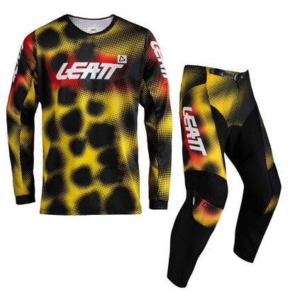 LEATT MOTOCROSS ENDURO YOUTH JUNIOR PANT AND SHIRT KIT 3.5 LEOPARD YELLOW - ACE Race Shop