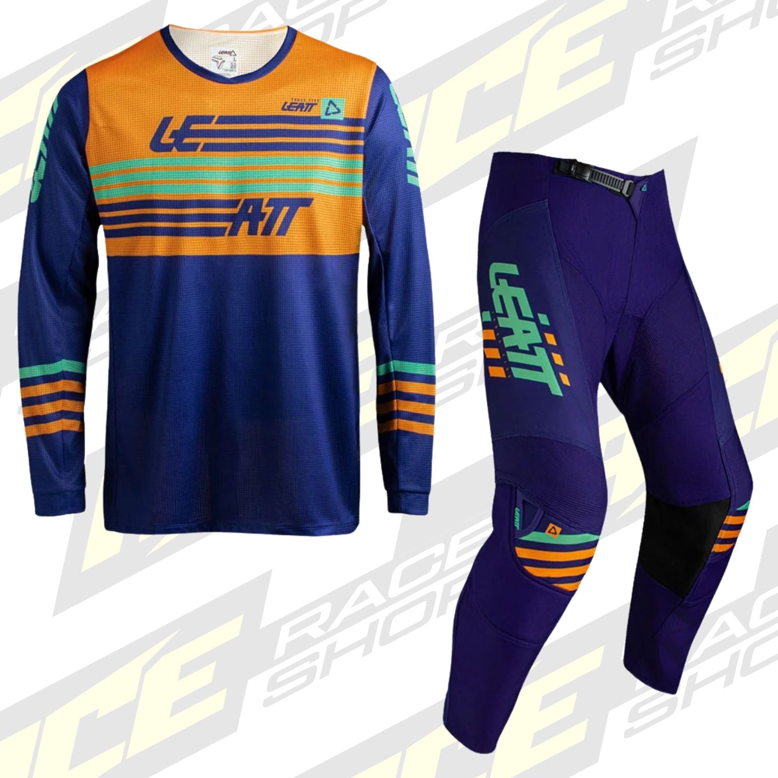 LEATT MOTOCROSS ENDURO YOUTH JUNIOR PANT AND SHIRT KIT 3.5 STRIPES ORANGE - ACE Race Shop