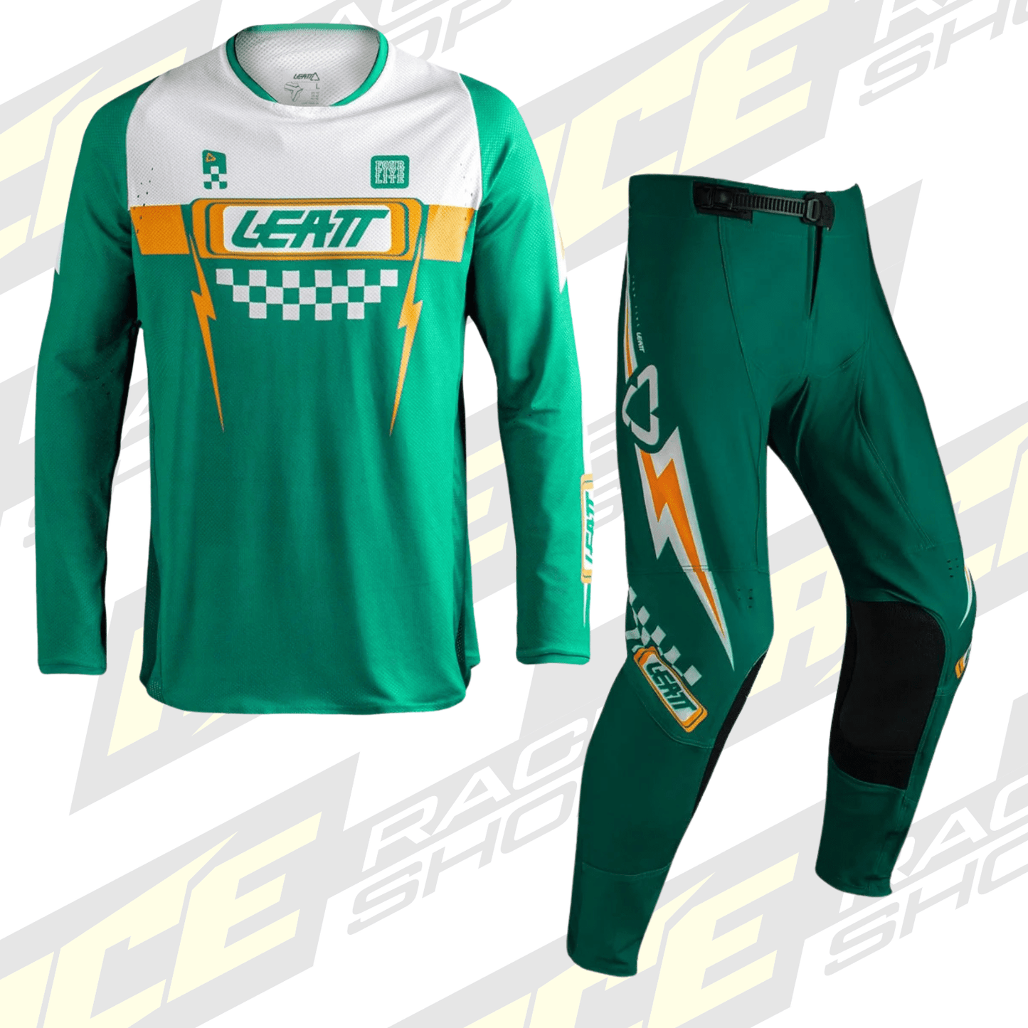 LEATT MOTOCROSS MX 4.5 SHIRT & PANT KIT COMBO - JADE GREEN - ACE Race Shop