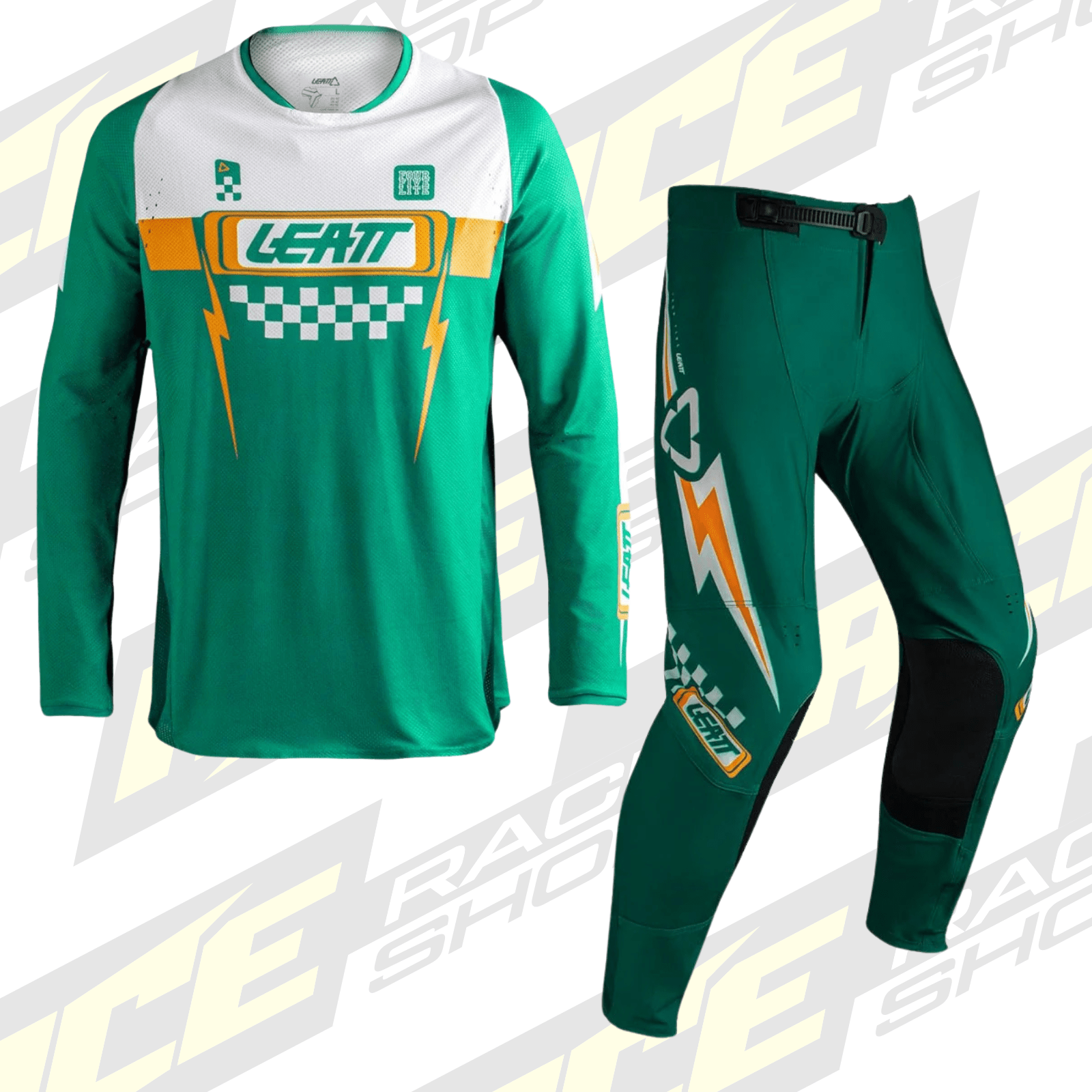 LEATT MOTOCROSS MX 4.5 SHIRT & PANT KIT COMBO - JADE GREEN - ACE Race Shop