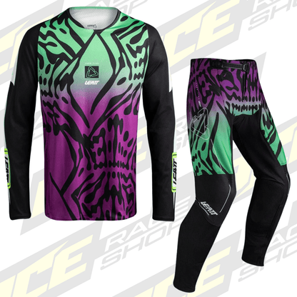 LEATT MOTOCROSS MX 4.5 SHIRT & PANT KIT COMBO - LEOPRAD PURPLE - ACE Race Shop
