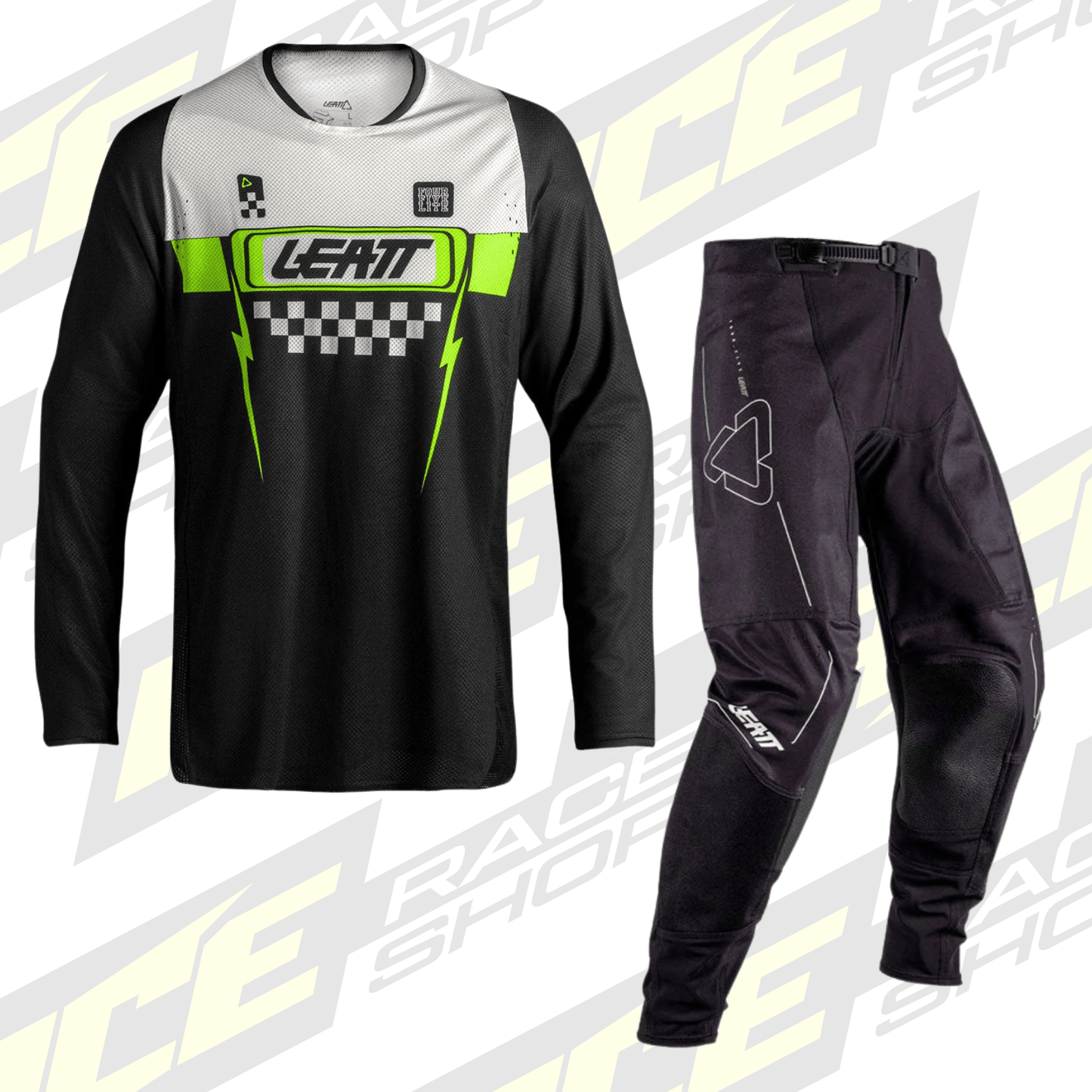 LEATT MOTOCROSS MX 4.5 SHIRT & PANT KIT COMBO SPEED BLACK - ACE Race Shop