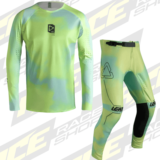 LEATT MOTOCROSS MX 5.5 SHIRT & PANT KIT COMBO - ACID YELLOW - ACE Race Shop