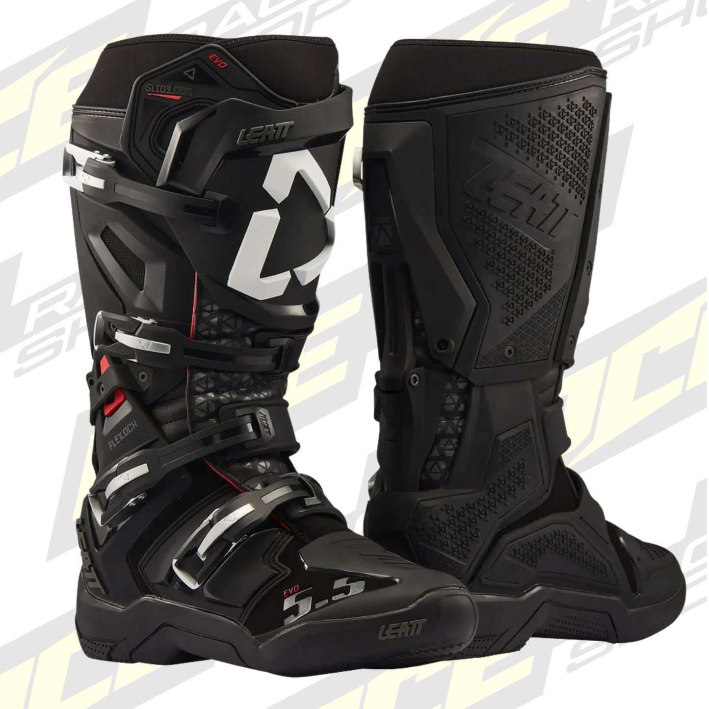 LEATT MOTOCROSS MX BOOT MOTO 5.5 FLEXLOCK EVO - BLACK WHITE - ACE Race Shop