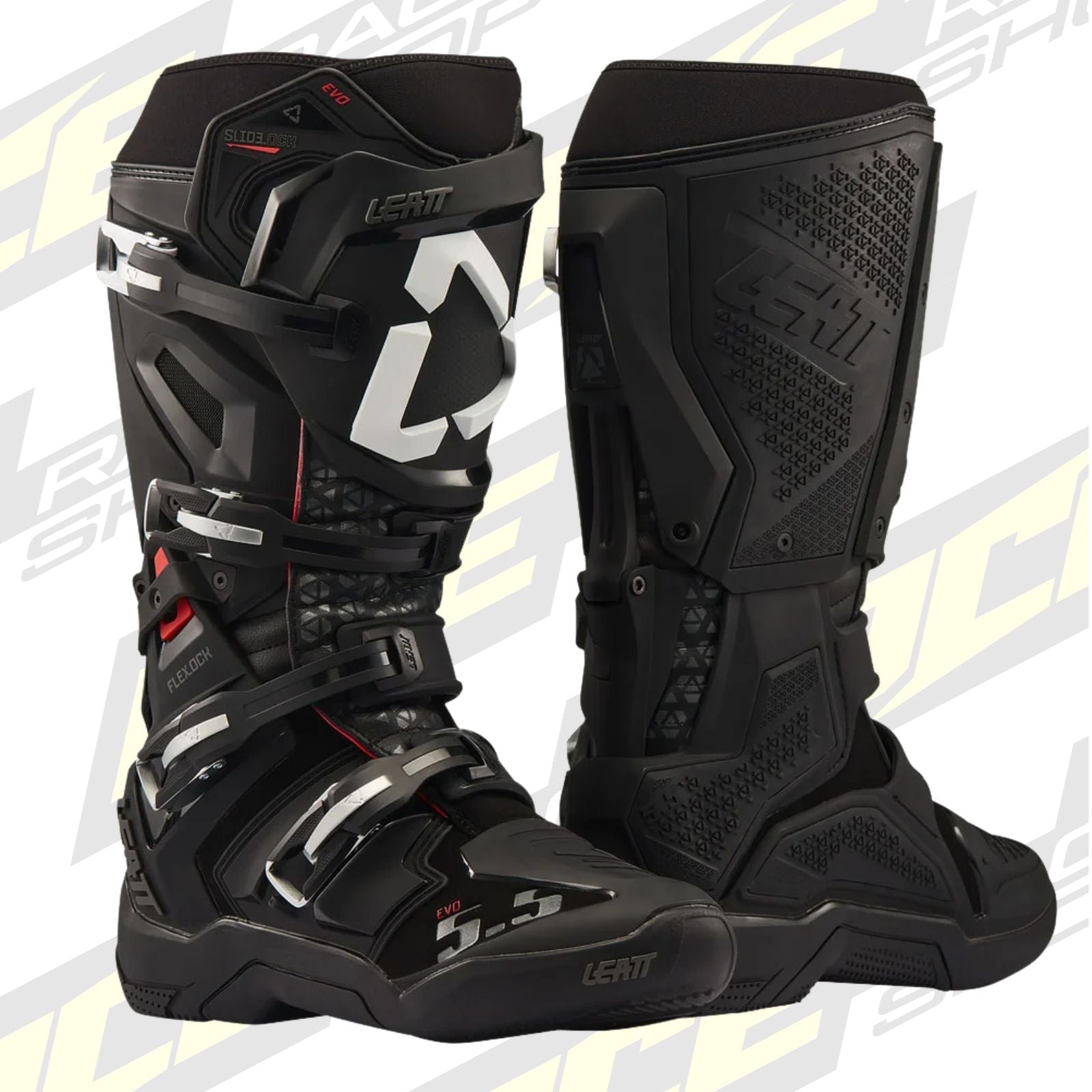 LEATT MOTOCROSS MX BOOT MOTO 5.5 FLEXLOCK EVO - BLACK WHITE - ACE Race Shop