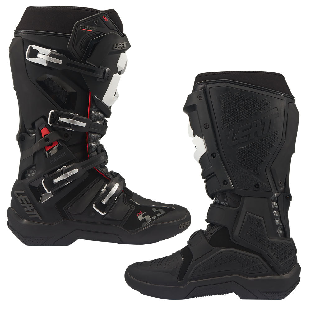 LEATT MOTOCROSS MX BOOT MOTO 5.5 FLEXLOCK EVO - BLACK WHITE - ACE Race Shop