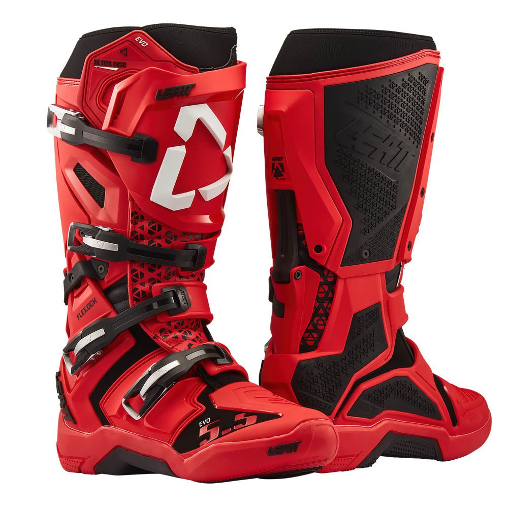 LEATT MOTOCROSS MX BOOT MOTO 5.5 FLEXLOCK EVO - RED WHITE - ACE Race Shop