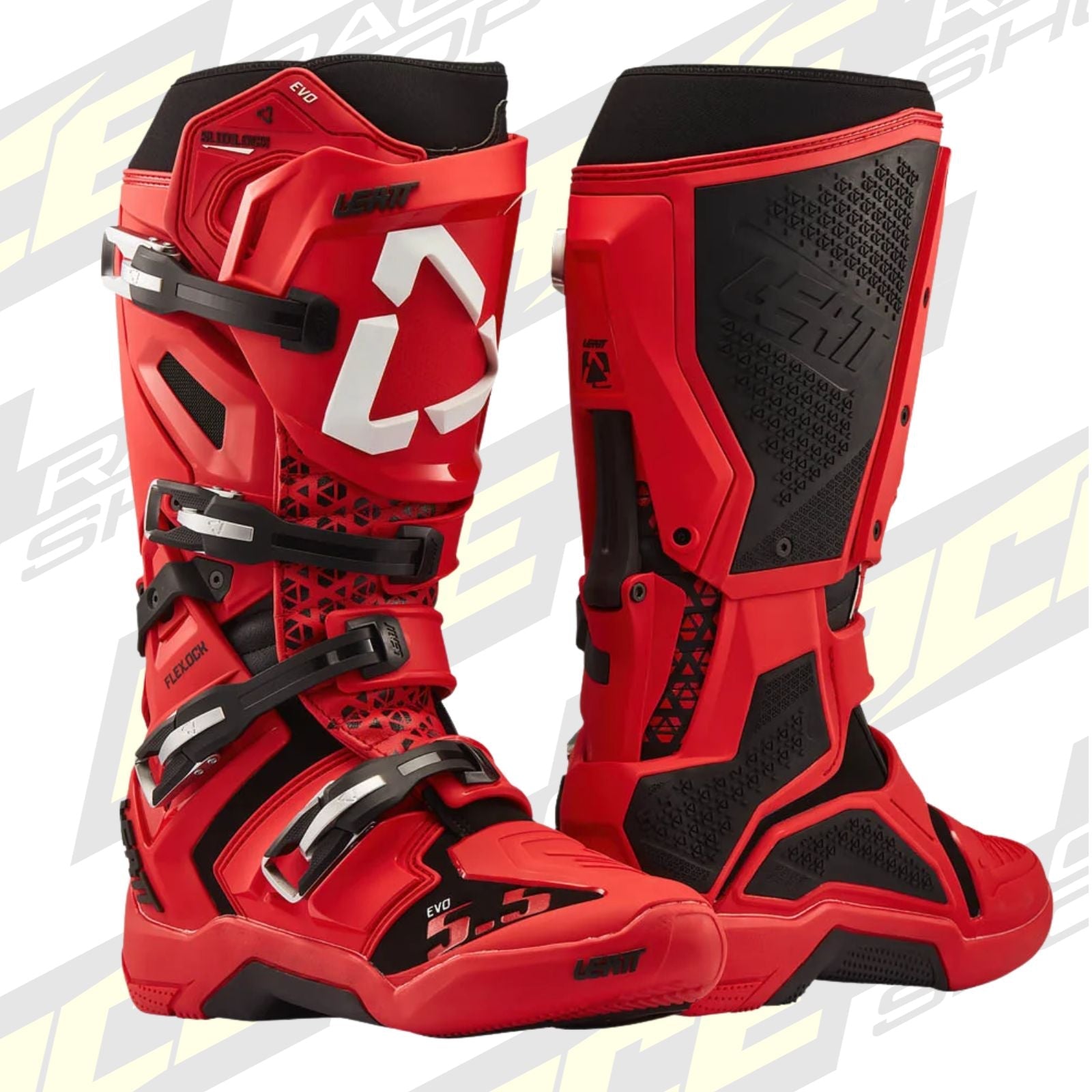 LEATT MOTOCROSS MX BOOT MOTO 5.5 FLEXLOCK EVO - RED WHITE - ACE Race Shop