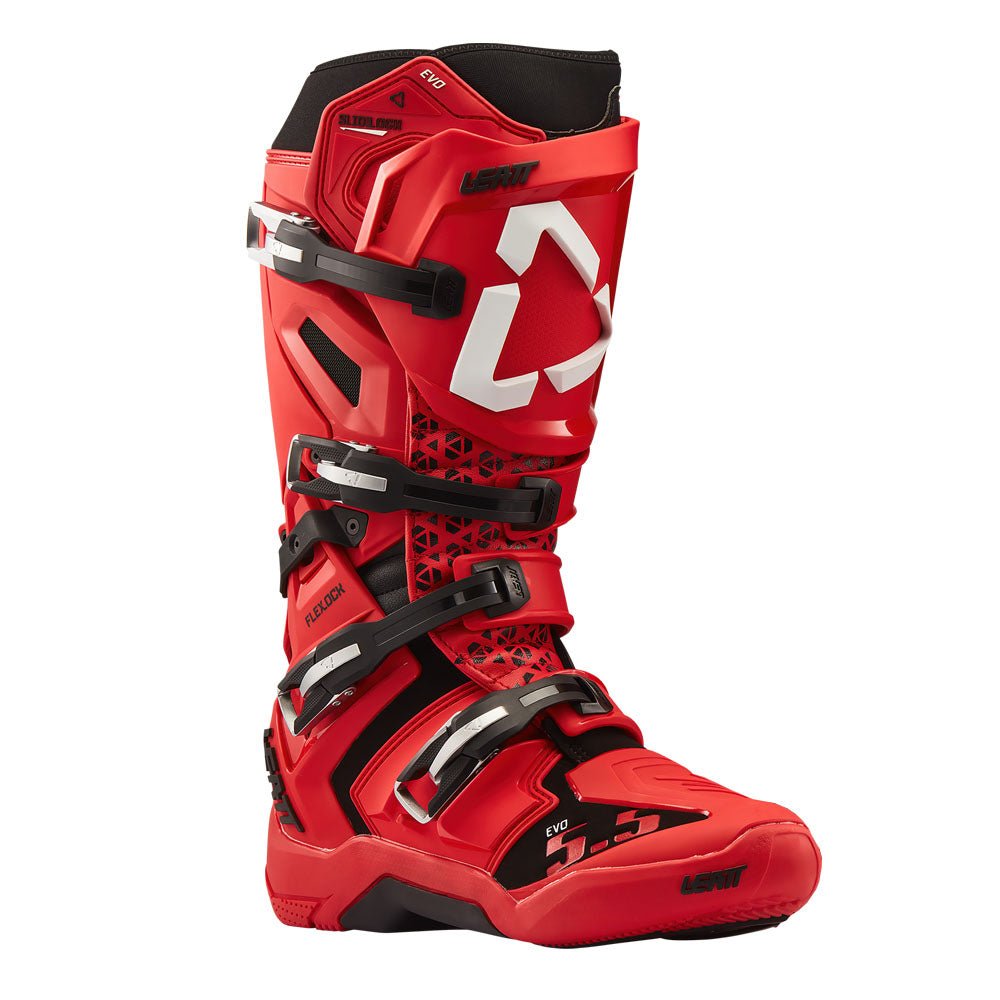 LEATT MOTOCROSS MX BOOT MOTO 5.5 FLEXLOCK EVO - RED WHITE - ACE Race Shop