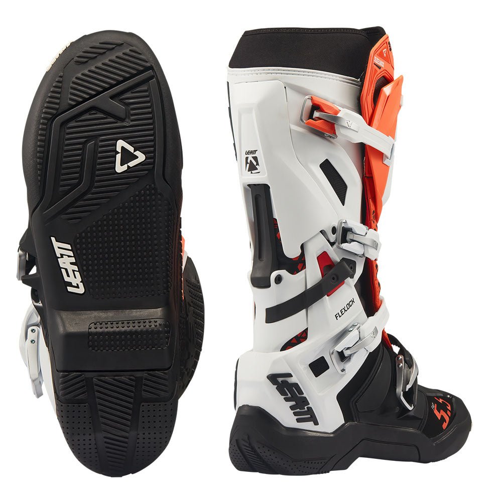 LEATT MOTOCROSS MX BOOT MOTO 5.5 FLEXLOCK EVO - WHITE/ORANGE - ACE Race Shop