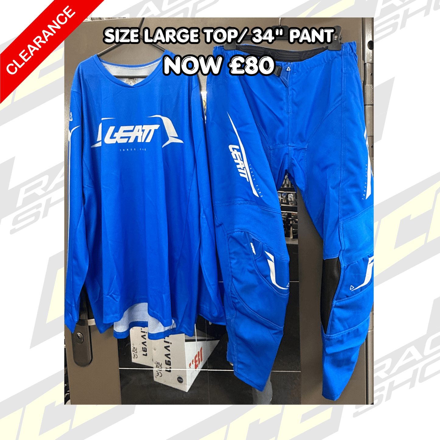 LEATT MOTOCROSS MX SHIRT & PANT KIT COMBO SALE CLEARANCE 3.5 BLUE LARGE - ACE Race Shop