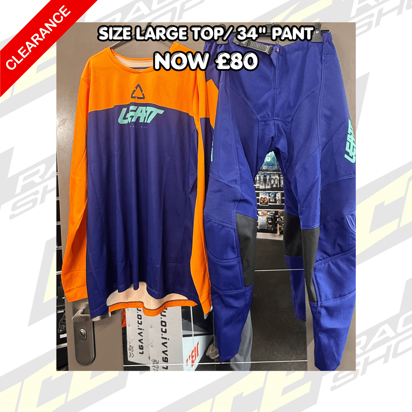 LEATT MOTOCROSS MX SHIRT & PANT KIT COMBO SALE CLEARANCE 3.5 BLUE/OR - ACE Race Shop