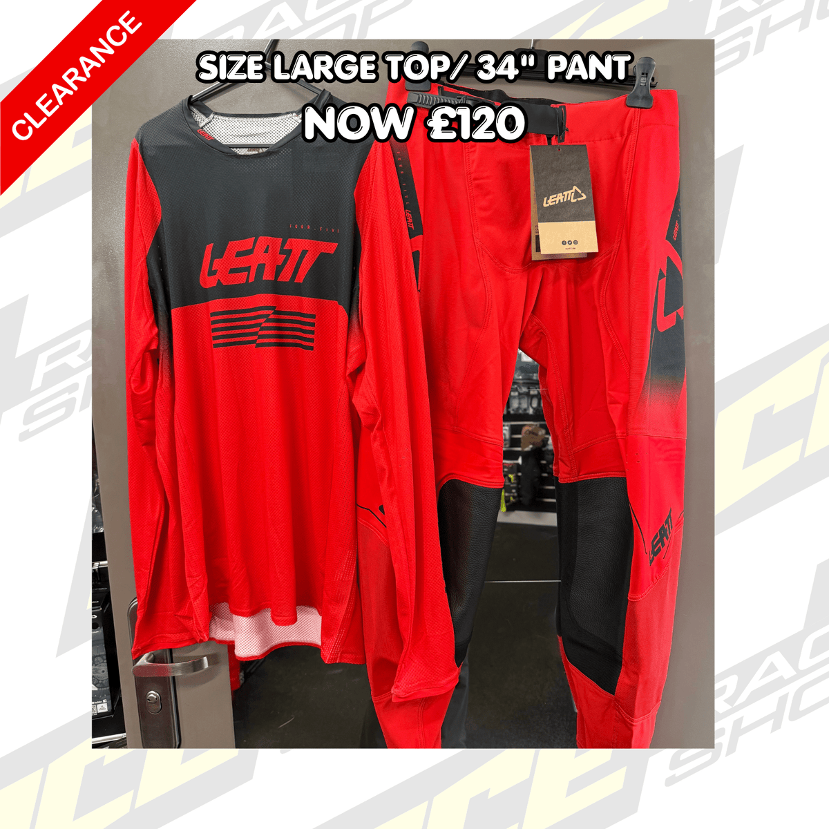 LEATT MOTOCROSS MX SHIRT & PANT KIT COMBO SALE CLEARANCE 4.5 RED 26' - ACE Race Shop