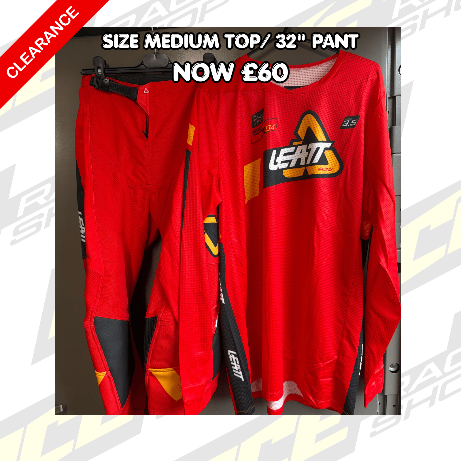 LEATT MOTOCROSS MX SHIRT & PANT KIT COMBO SALE CLEARANCE RED - ACE Race Shop