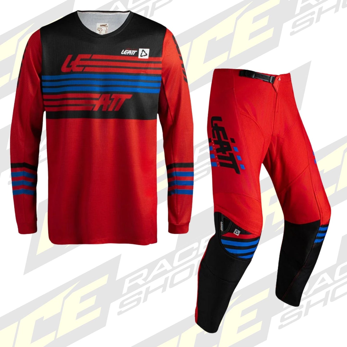 LEATT YOUTH JUNIOR MOTOCROSS ENDURO MX PANT AND SHIRT KIT 3.5 STRIPES RED - ACE Race Shop