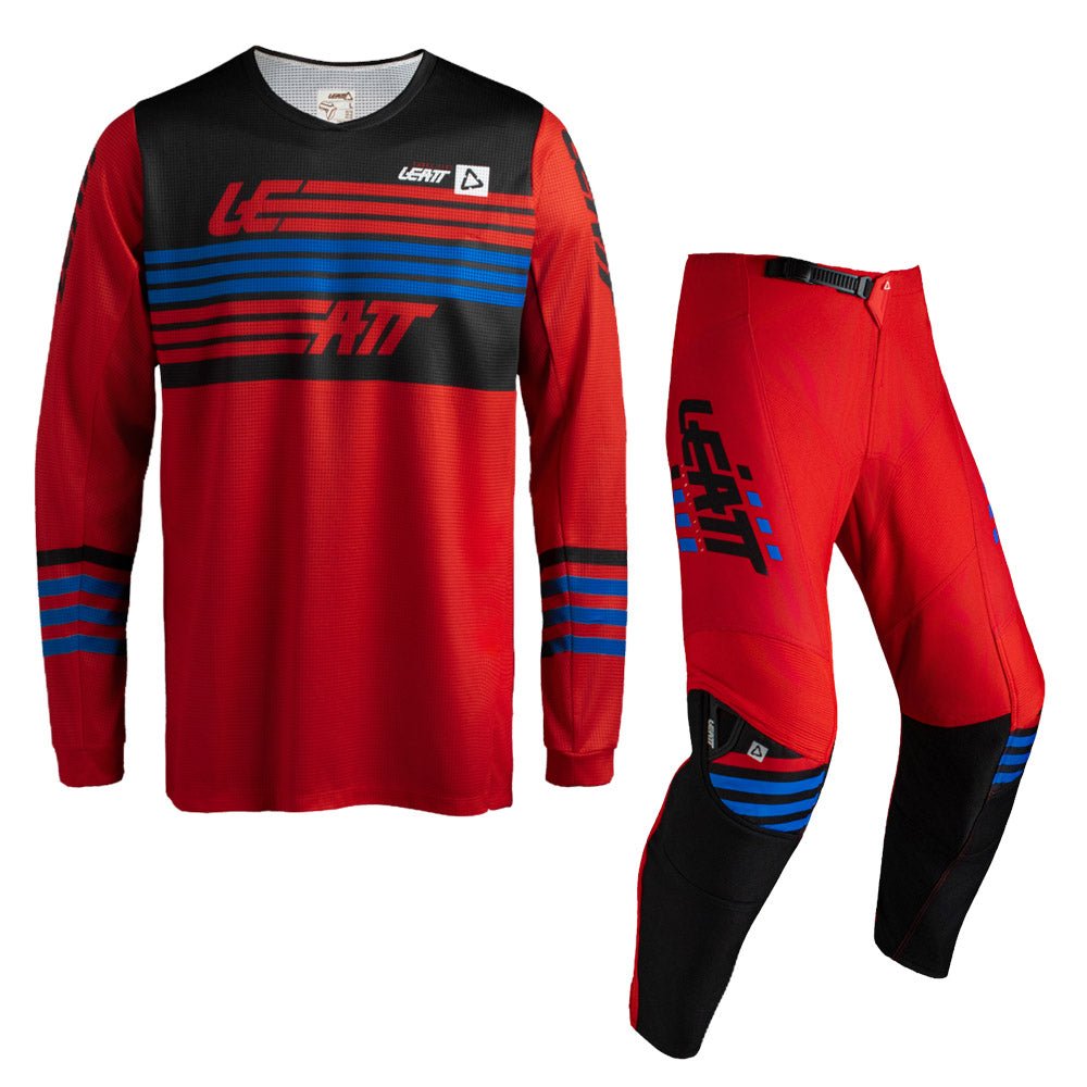 LEATT YOUTH JUNIOR MOTOCROSS ENDURO MX PANT AND SHIRT KIT 3.5 STRIPES RED - ACE Race Shop