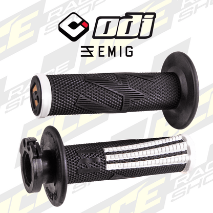 ODI EMIG2 PRO Lock On V2 Grip Black/White - ACE Race Shop