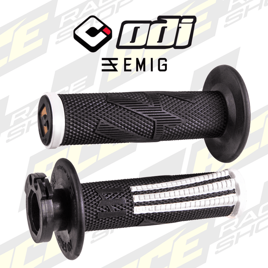 ODI EMIG2 PRO Lock On V2 Grip Black/White - ACE Race Shop