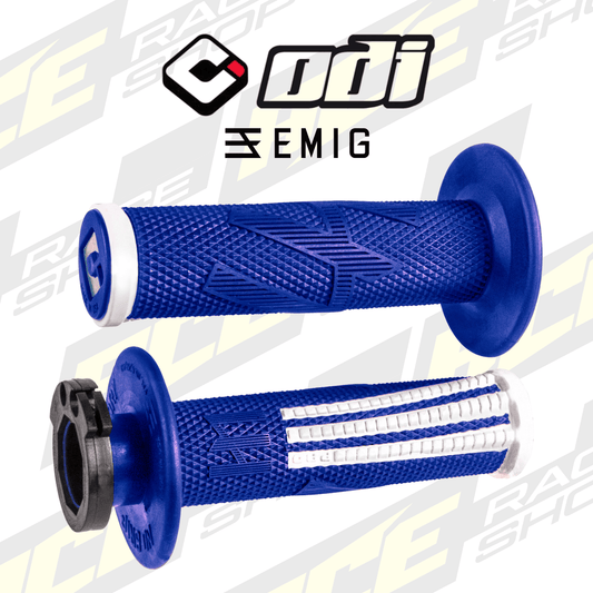 ODI EMIG2 PRO Lock On V2 Grip Blue/White - ACE Race Shop