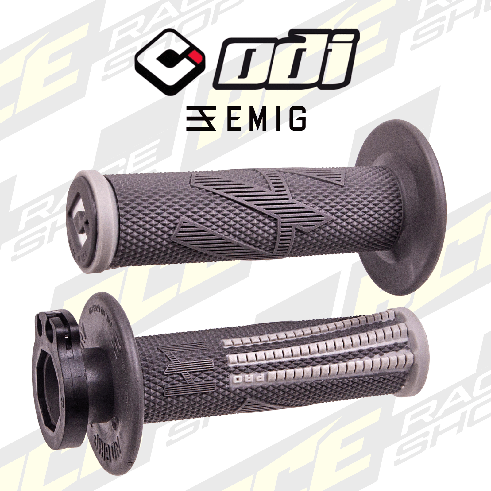 ODI EMIG2 PRO Lock On V2 Grip Graphite/Grey - ACE Race Shop
