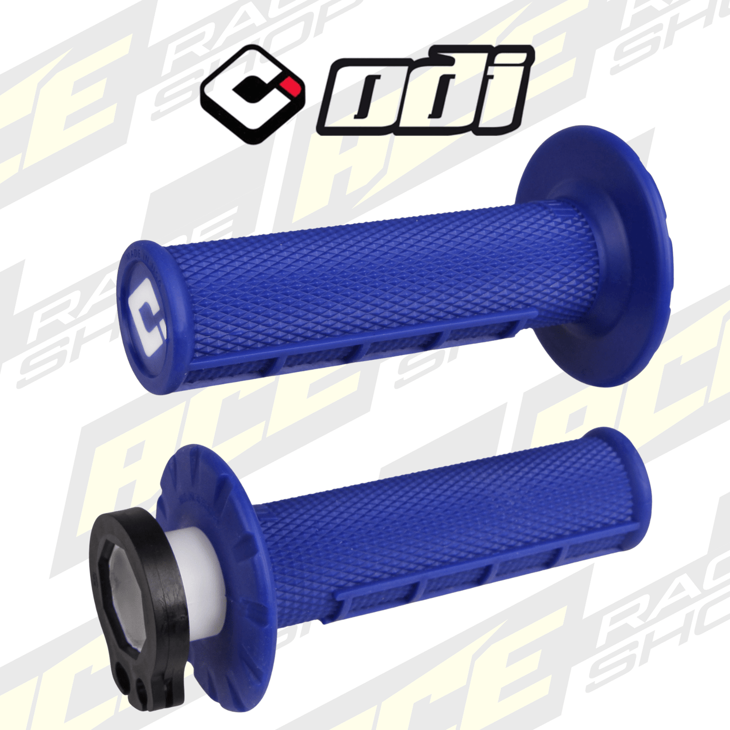 ODI Half Waffle MX Lock - On Grip Set - Blue - ACE Race Shop